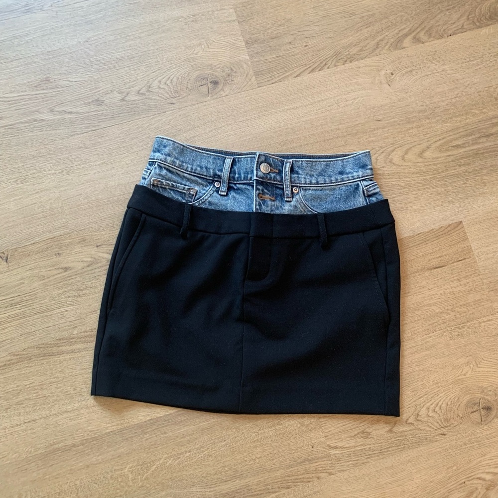 Express Blue and Black Mini Pencil Skirt Set